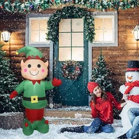 190t polyester christmas elf inflatable yard decor with led lights holidays party christmas decorations outdoor garden toys