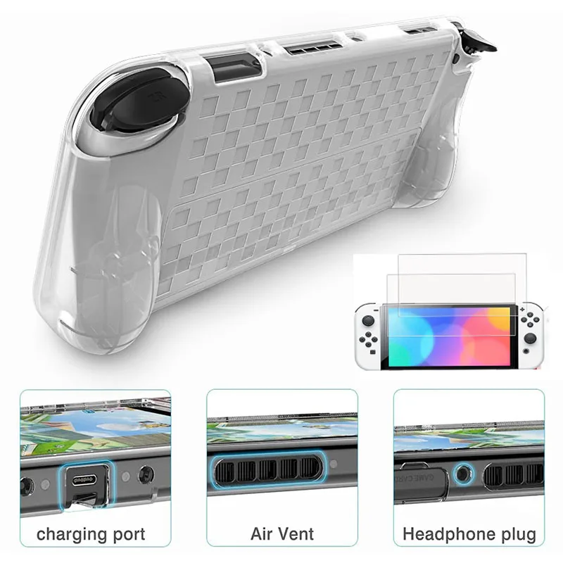 

Мягкий чехол из ТПУ для Nintendo Switch OLED, эргономичный защитный чехол с 2 слотами для игровых карт