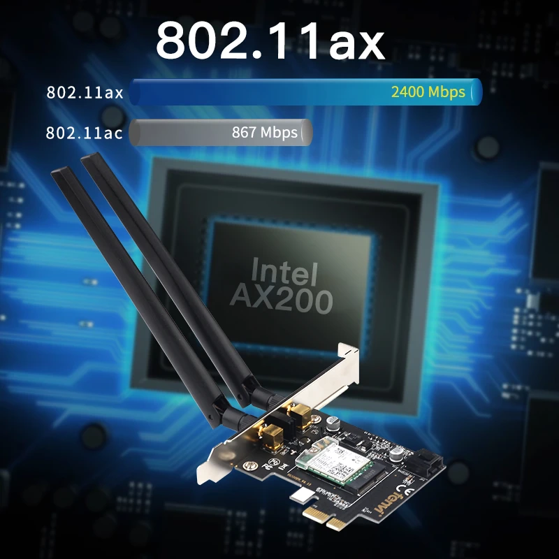 2400 Мбит/с двухдиапазонный беспроводной AC Wi-Fi сетевой адаптер с Wi-Fi 6 Intel AX200 NGW NGFF с 802,11 ac/ax BT 5,0 для рабочего стола