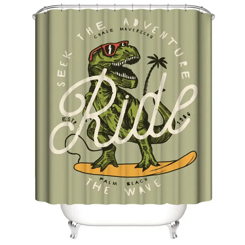 

4PCS/Set Dinosaur Shower Curtain Bath Curtain Waterproof Polyester K0AB