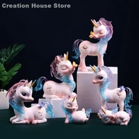 cute unicorn figurinesmini statuetoyminiature sculptureresin ornamentkawaiichristmas giftsroom decor decorationcrafts