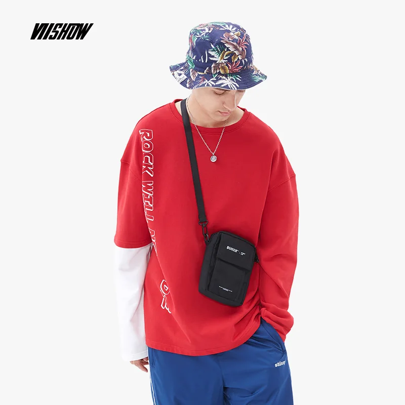 Viishow Новая Осенняя футболка с длинным рукавом для мужчин брендовая одежда