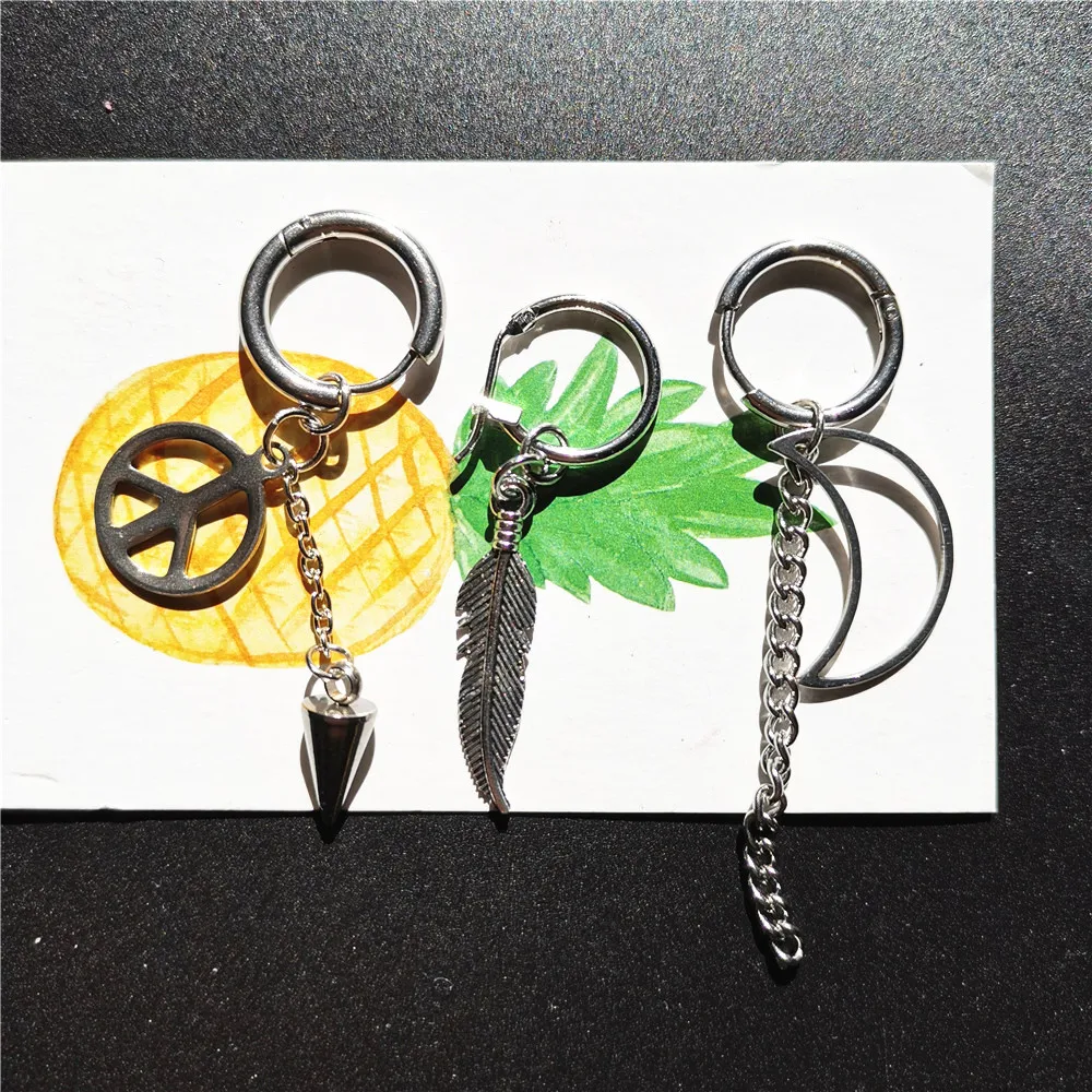 KPOP корейские серьги с крыльями из нержавеющей стали листьями и перьями Длинные