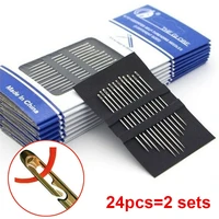 12pcs self threading sewing needles stainless steel quick automatic threading needle stitching pins diy punch needle threader