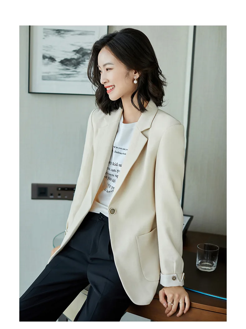

suit jacket woman polyester double breasted regular blazers coat long-sleeve notched collar