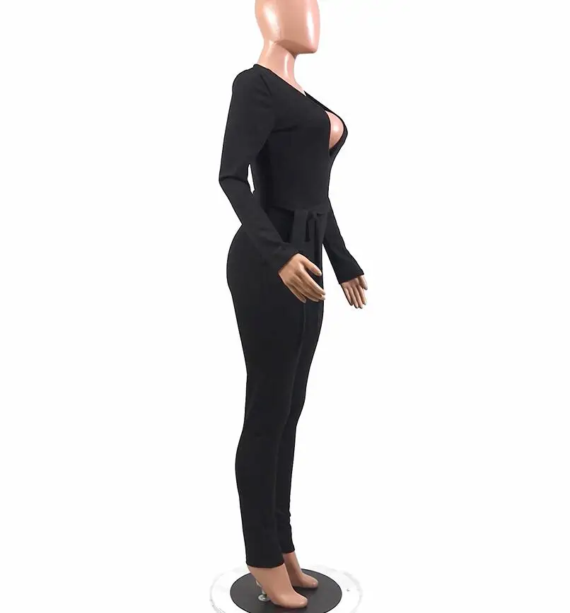 Womens Fashion One Piece Bodysuit Jumpsuit Sexy Long Sleeve Knit Playsuits Casual  Body Suit  Rompers V-Neck Outfits Tracksuit