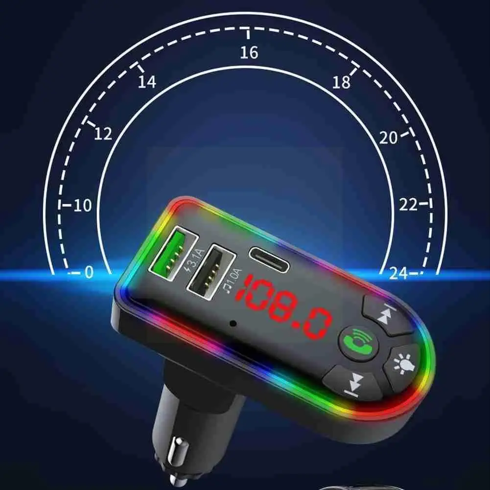 

Автомобильный FM-передатчик Bluetooth 5,0, автомобильное беспроводное устройство громкой связи Type-C, быстрое зарядное устройство для MP3, двойной USB-...