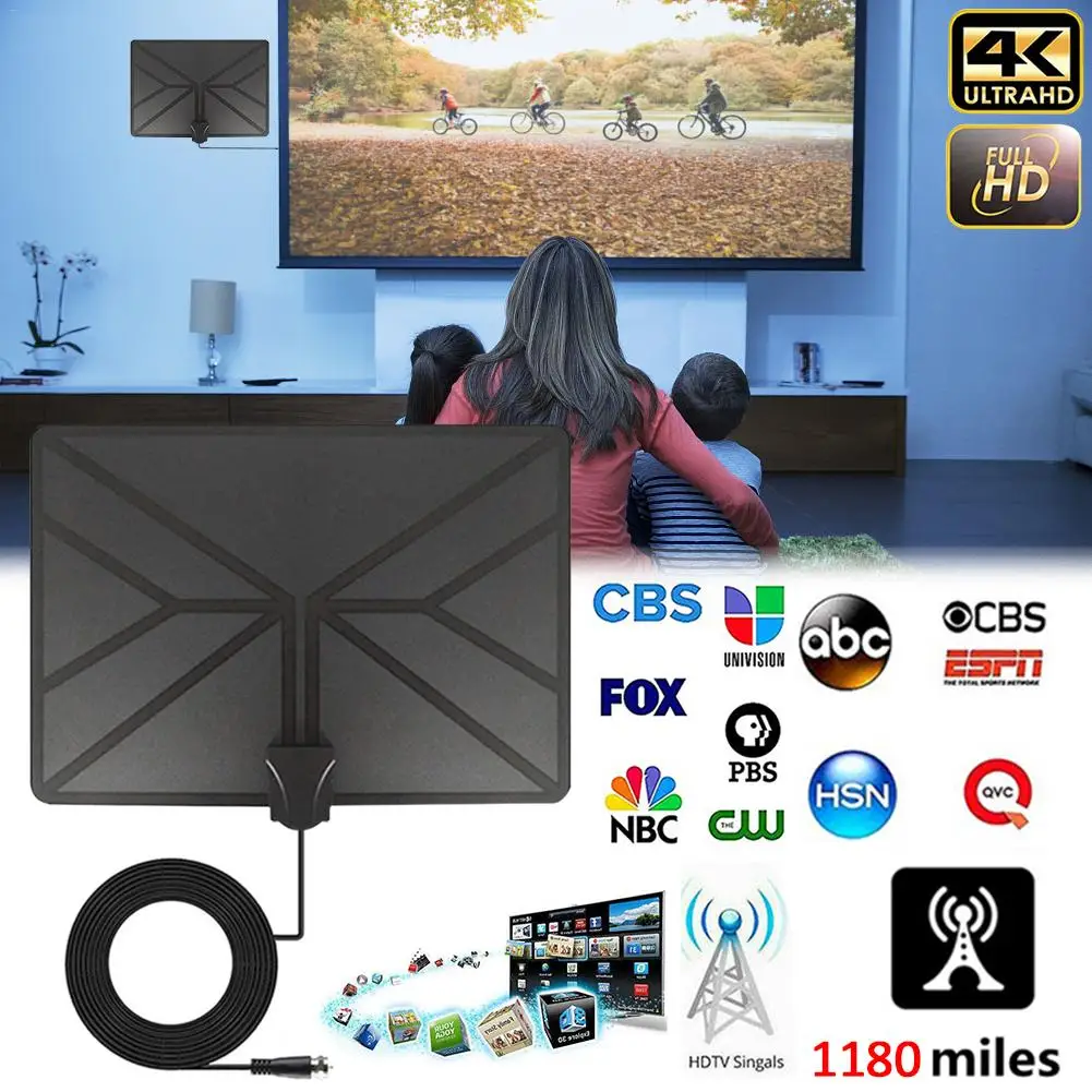 1180 Miles 4K цифровая HD ТВ комнатная ТВ антенна с усилителем сигнала Усилитель ТВ радиус прибой лиса антенна HD ТВ антенны антенна