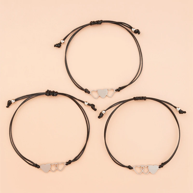 

2021 New Hot Doule Heart Sisters Card Bracelets Best Friendship Forever Handmade Braided Birthday Gift Jewelrys Charm