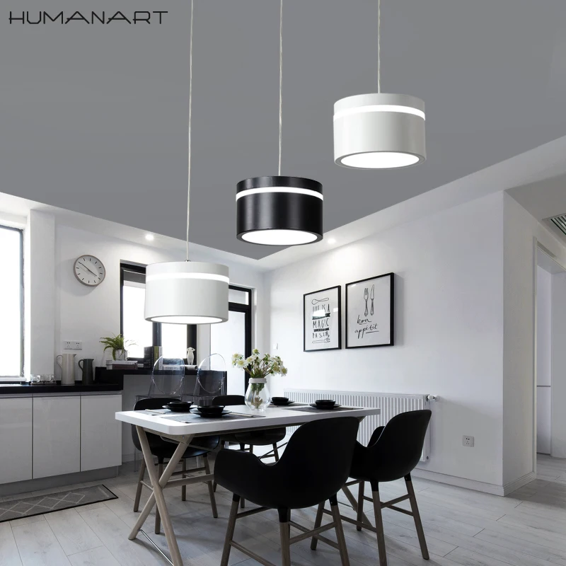 Современные светодиодные подвесные люстры светильники белого и черного цвета