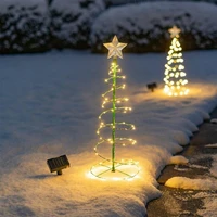 solar metal led christmas tree decoration string lights holiday decor ornament garden roadside trail atmosphere light