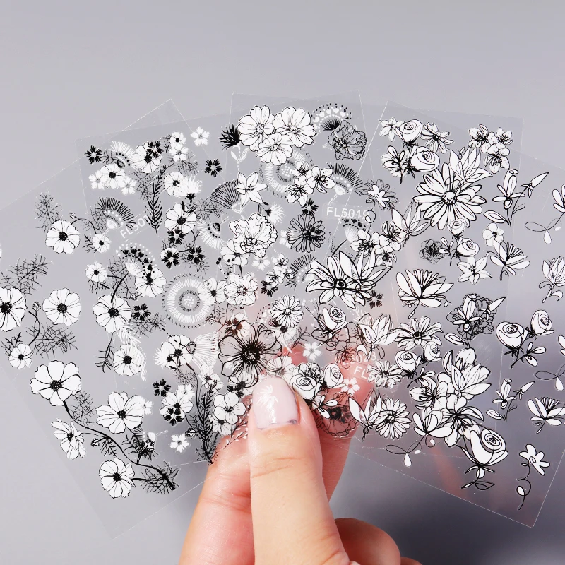 1 шт. 5D наклейки для ногтей с лазерным эффектом цветы бабочки леопардовые клейкие