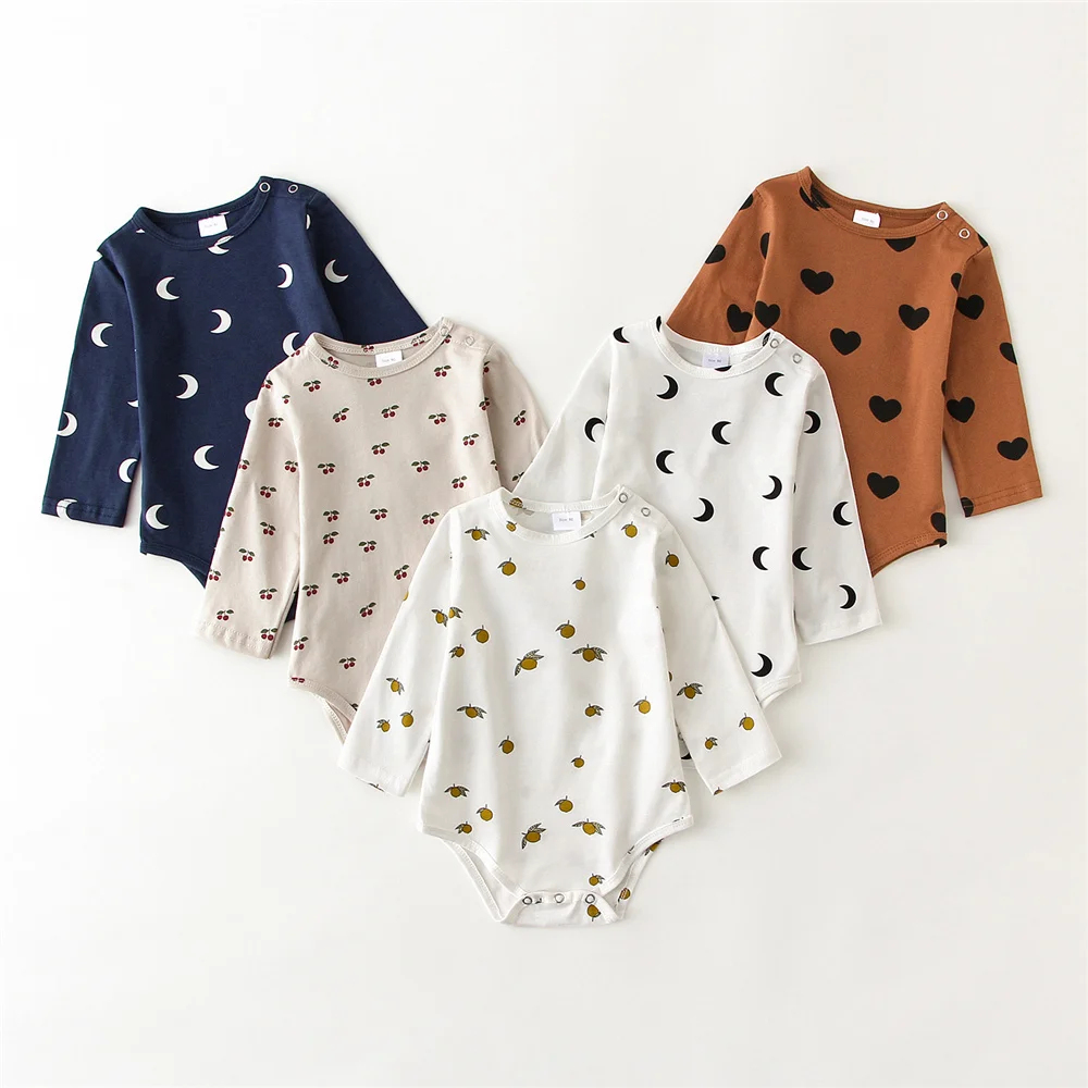 

3Pcs Summer Newborn Baby Boy Clothes Sets Boys Girls Bodysuit Baby Outfits Cotton Printed Long Sleeve Casual Newborn Bodysuit
