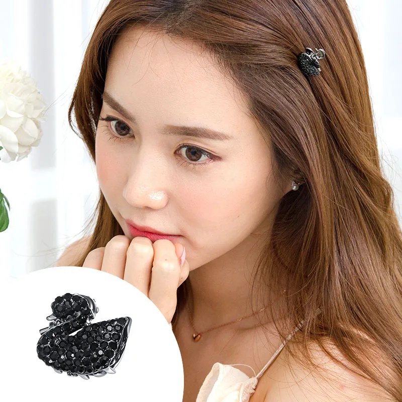 

CHIMERA Small Hair Clips Crab Mini Crystal Swan Hair Claw Side Pins for Women Girls Cute Bling Barettes Hair Accessories
