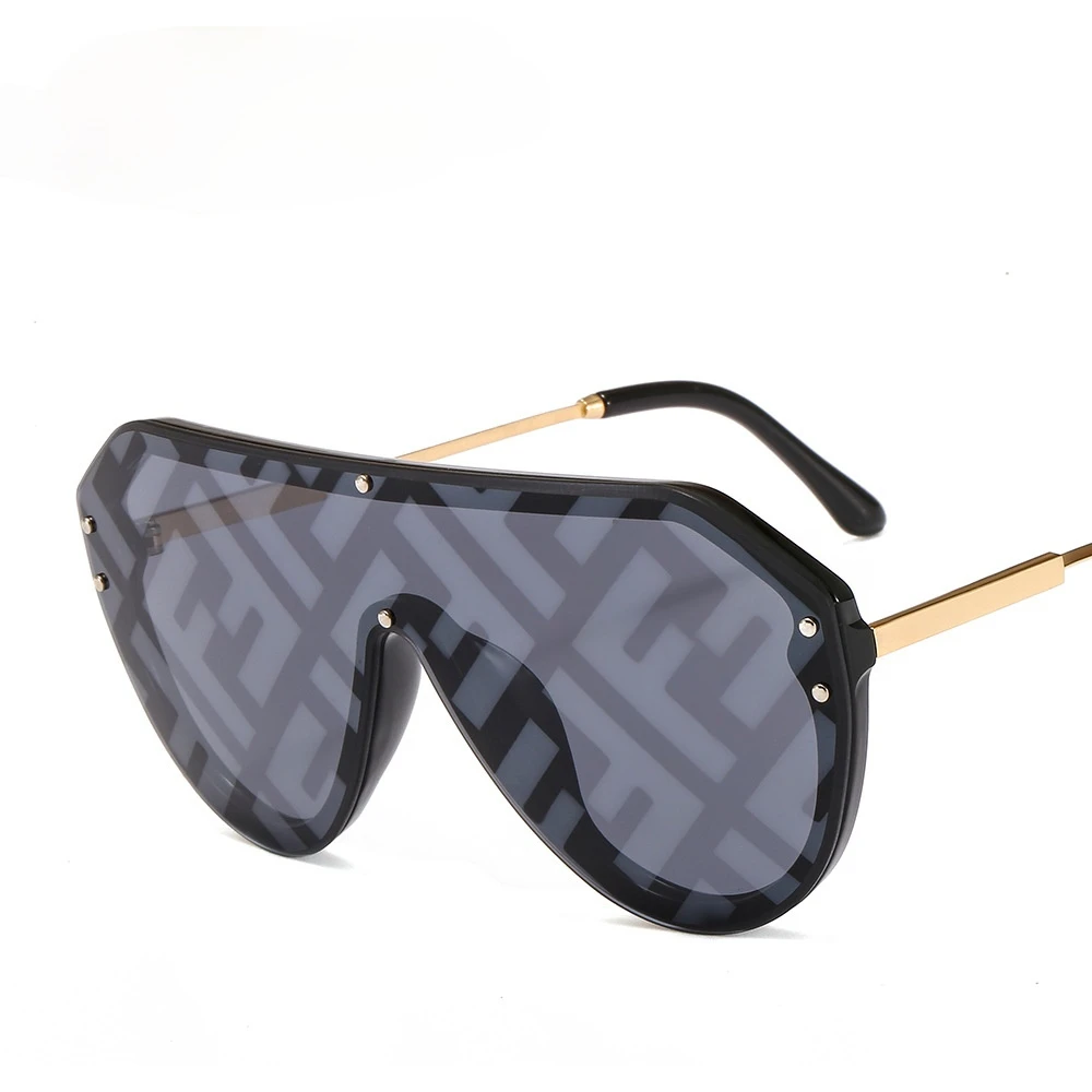 

new arrival 2021 futuristic sunglasses women big oval fashion ff logo sun glasses oversized festival oculos