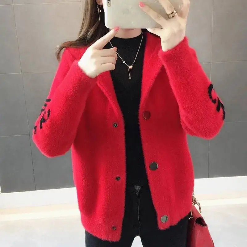 Модный вязаный кардиган в полоску с длинным рукавом Женское пальто Прямая