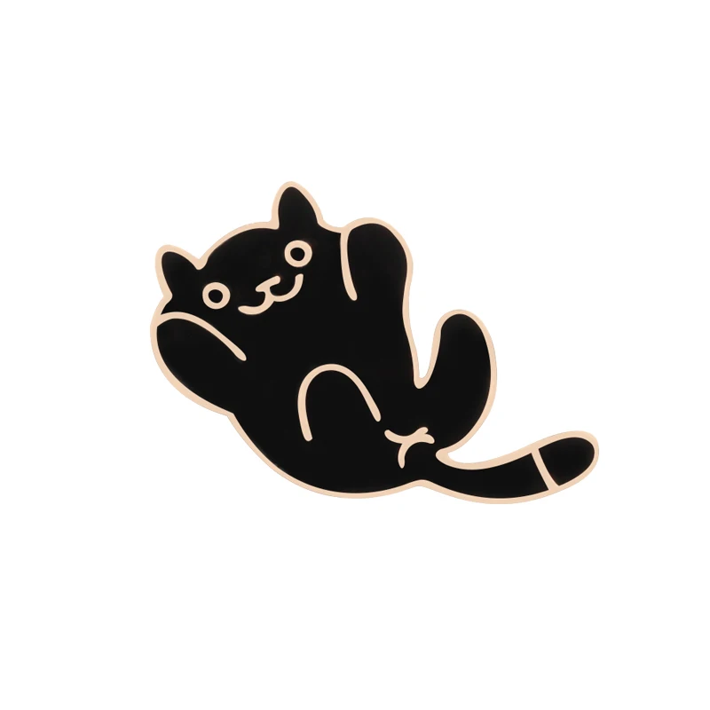 Cat 1 Black Cartoon Brooches Hat Crzay Cat Icons Enamel Pins Denim Clothes Shirts Lapel Pin For Men Cool Buckle Badge Accessories - Окраска металла: Cat 1