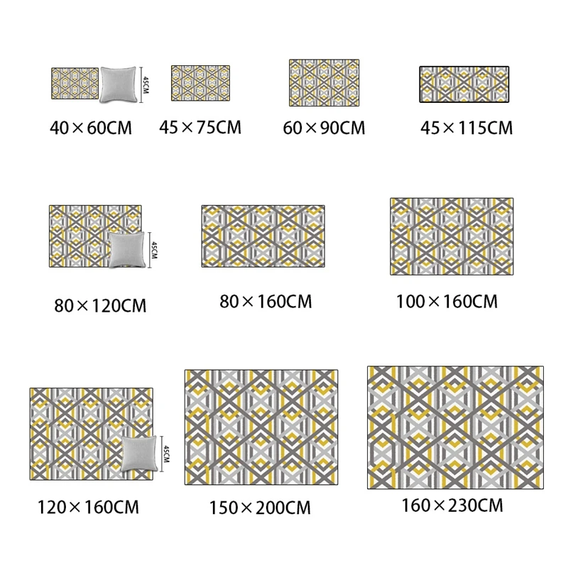 Nordic Style Geometric Yellow Grey Pattern Carpets Living Room Area Rugs Sofa Coffee Table Mat Bedroom Yoga Pad Bedside Blanket | Дом и сад