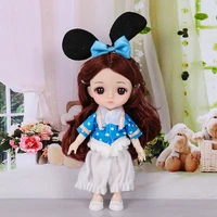 112 cute bjd doll with 13 joints movable 16 cm fashion dress dress up doll set 3d eyes girl toy childrens christmas day gift