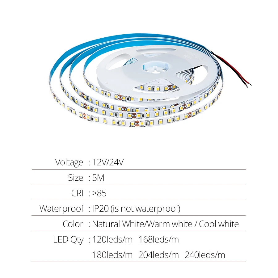 5M 2835 SMD светодиодный полосы света 12V 24V гибкие Диодная лента 120/168/180/204/240 светодиодный на метр 3000K 4000K 1000K Тира светодиод лента
