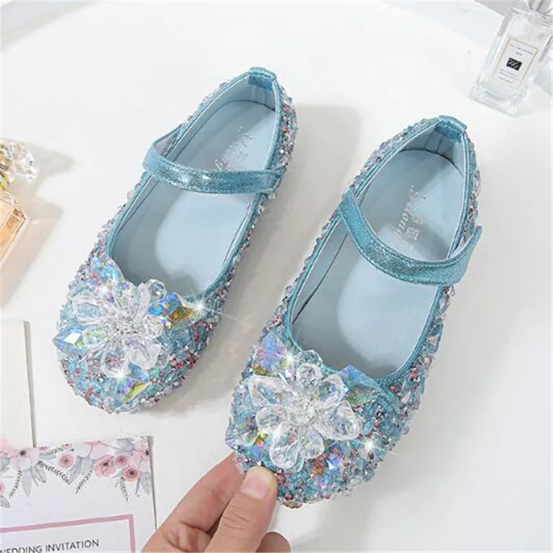 

New Girls Shoes Spring/Autumn Fashon Leather Shoes Children Soft bottom Performance Crystal Princess Baby Toddler Kids Flats 03