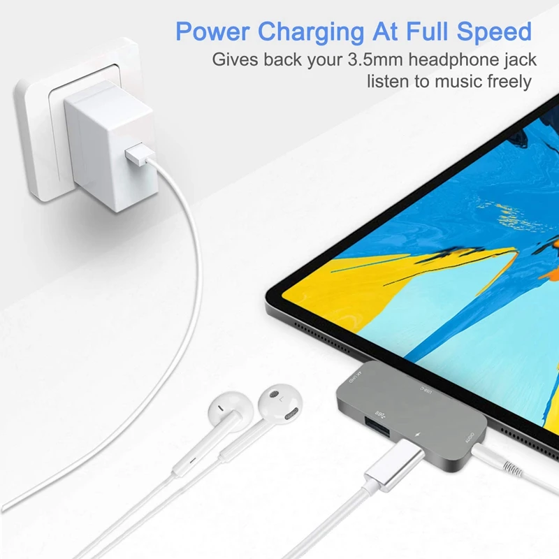 Мини-концентратор USB для IPad Pro - 4 в 1 2018 концентратор C с зарядкой PD разъем наушников