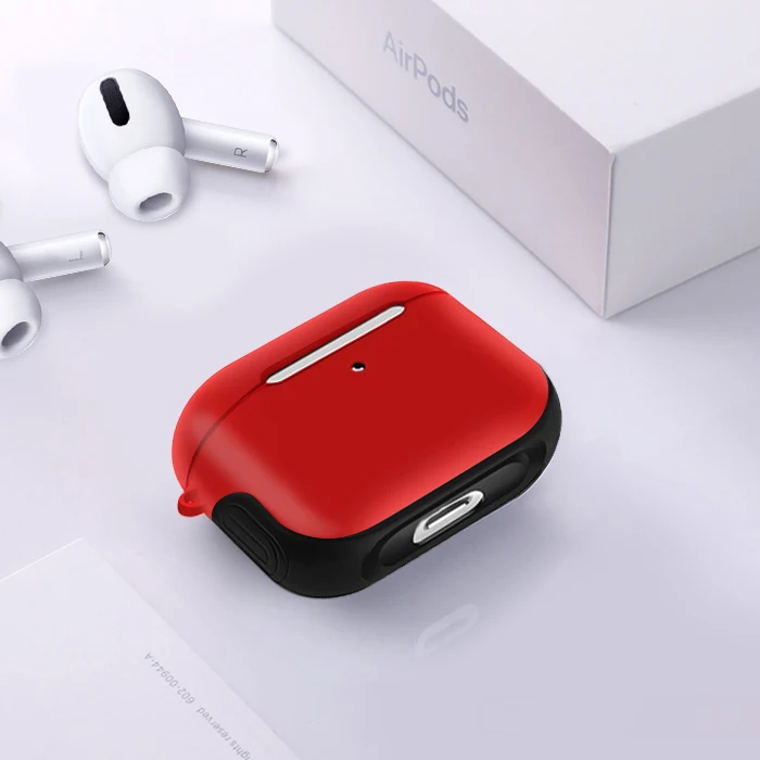 Keajor чехол для Airpods Pro Чехол для наушников беспроводной защитный жесткий чехол для Air Pods Pro Чехол Силиконовый+ PC Bluetooth наушники - Цвет: Красный