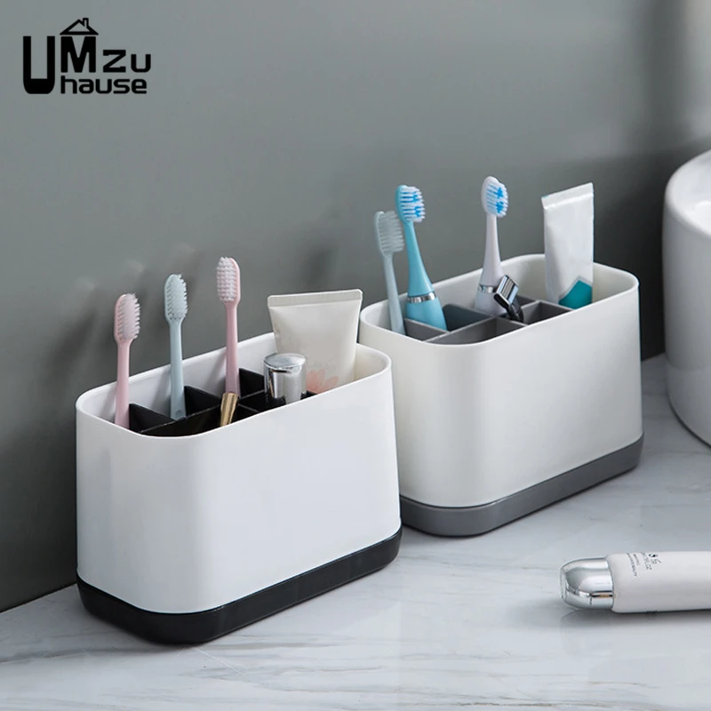

Toothbrush Toothpaste Storage Boxes Drain Holder Makeup Case Organizer Bathroom Racks Toiletry Shelves Desktop Home Organization