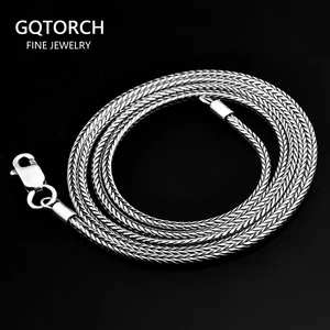 Настоящее Тайское Серебро 925 пробы цепочка с лисохвостом для мужчин и женщин Личность ретро винтажный панк ожерелья и кулоны ювелирные изделия из стерлингового серебра