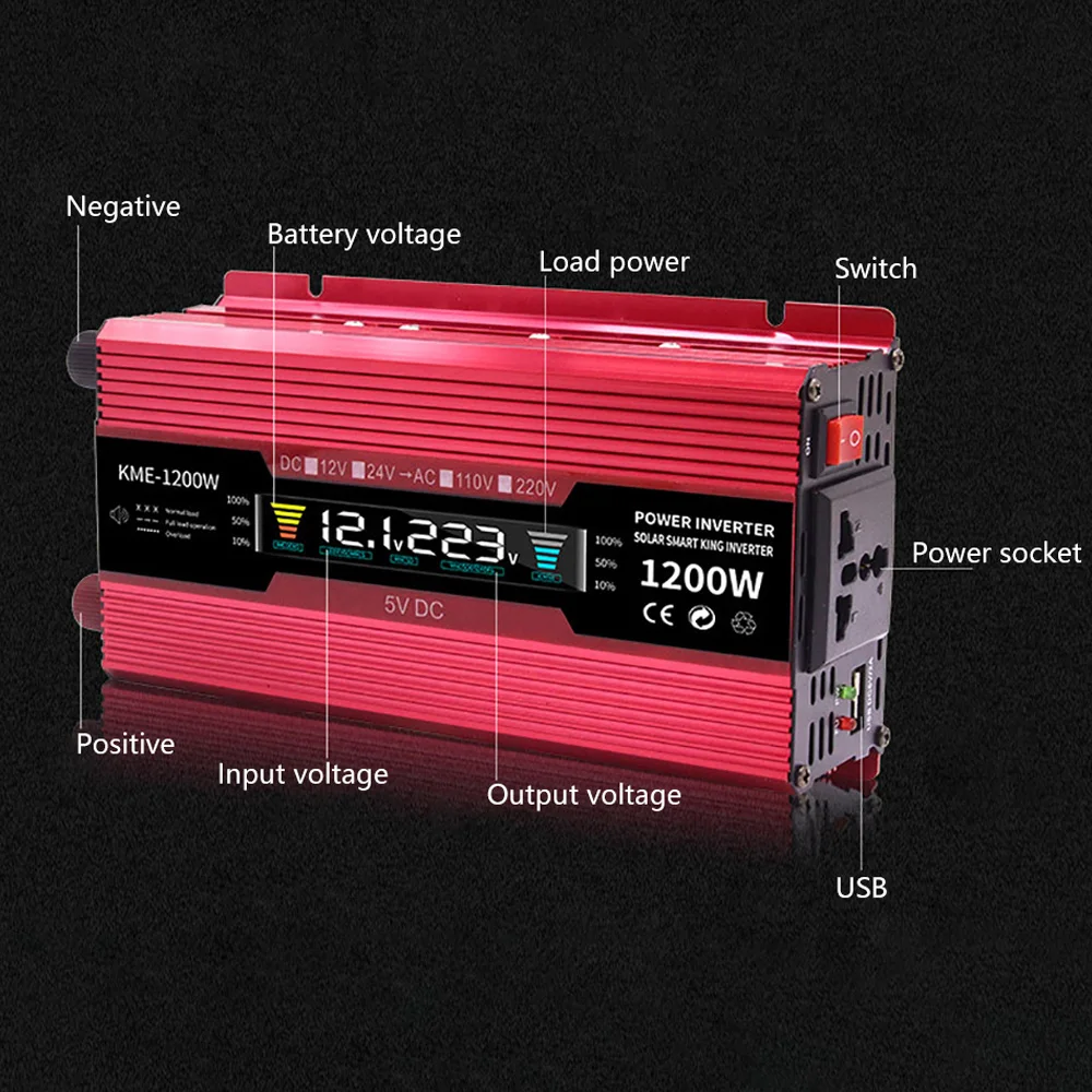SUNYIMA инвертор DC12V 24 В в AC 220 1200 Вт модифицированный синусоидальный трансформатор