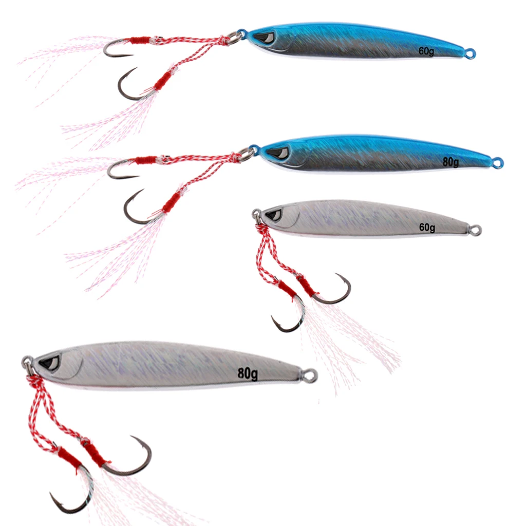 

Fishing Lures Lead Fish Reflective Metal Jigging Wobblers Crankbaits Bass Baits with Hooks 60g/80g