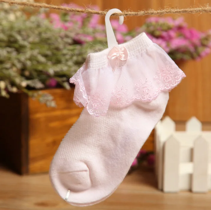 Calcetines de encaje con lazo de fresa para ni&ntilde;a, medias de algod&oacute;n transpirables de malla para ni&ntilde;o, 1 par-4