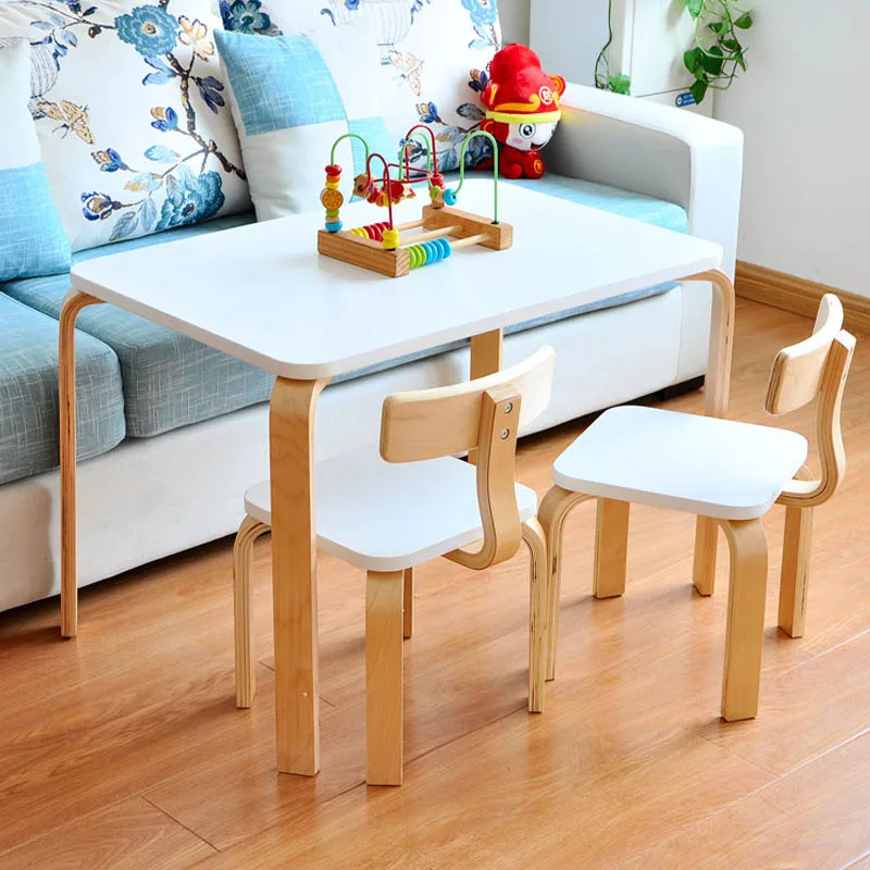 

Children's Furniture Sets Wooden Kids Table and Chair Room Kindergarten Study Writing Waterproof Graffiti Painting Play Desk
