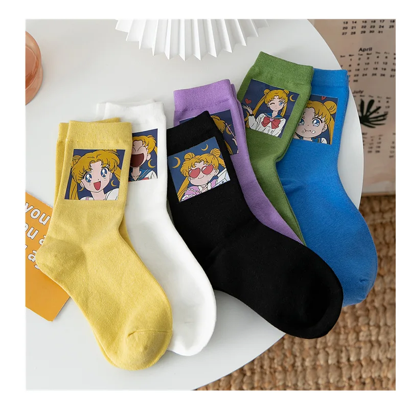 

Sailor Moon Cotton Socks Cotton Personality Women's Medium Socks Cartoon Water Ice Moon Hot Stamping Women's Socks Gift
