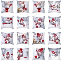 decor cushion cover christmas santa claus pillow cover xmas cute snowman pillowcase for sofa new year winter snow scene 4545cm