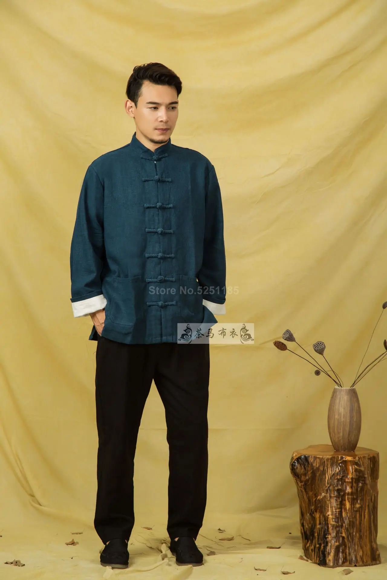 Осенние мужские льняные куртки Hanfu в китайском стиле, традиционные топы, костюм Tang, Свободная блуза с длинными рукавами, Восточная одежда Kung Fu Asia