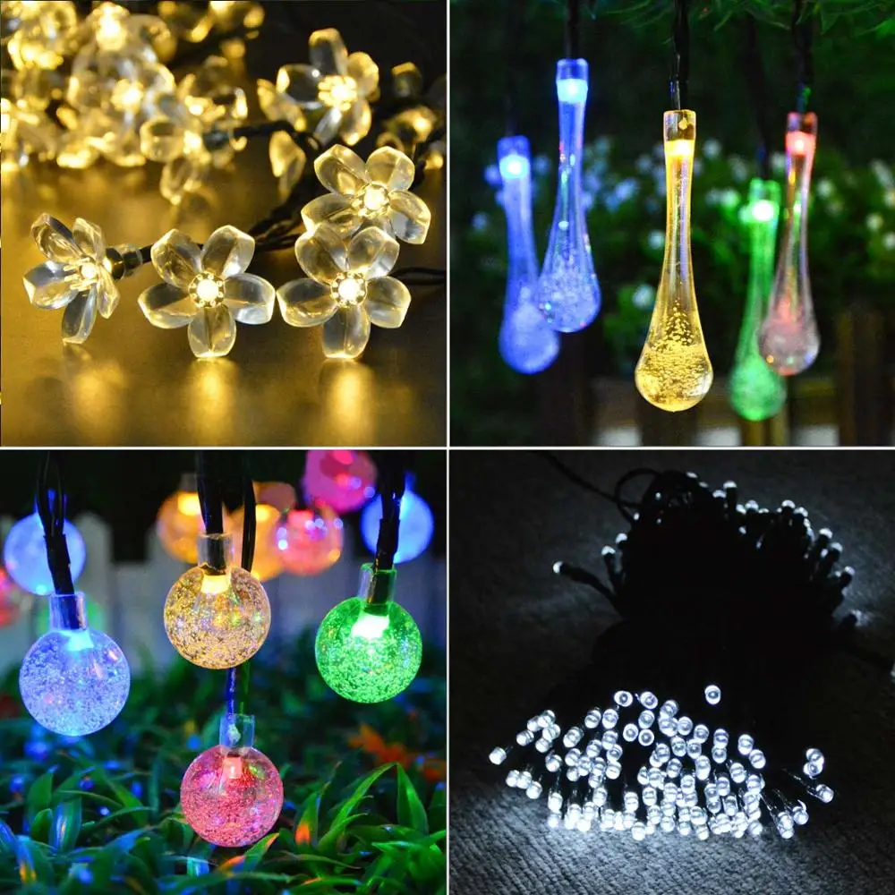 

Solar Lamp Garden Decor Crystal Ball Flower Lawn Lamps 22M 12M 7M Fairy LED String Solar Light Outdoor Fence Pathway Lamp
