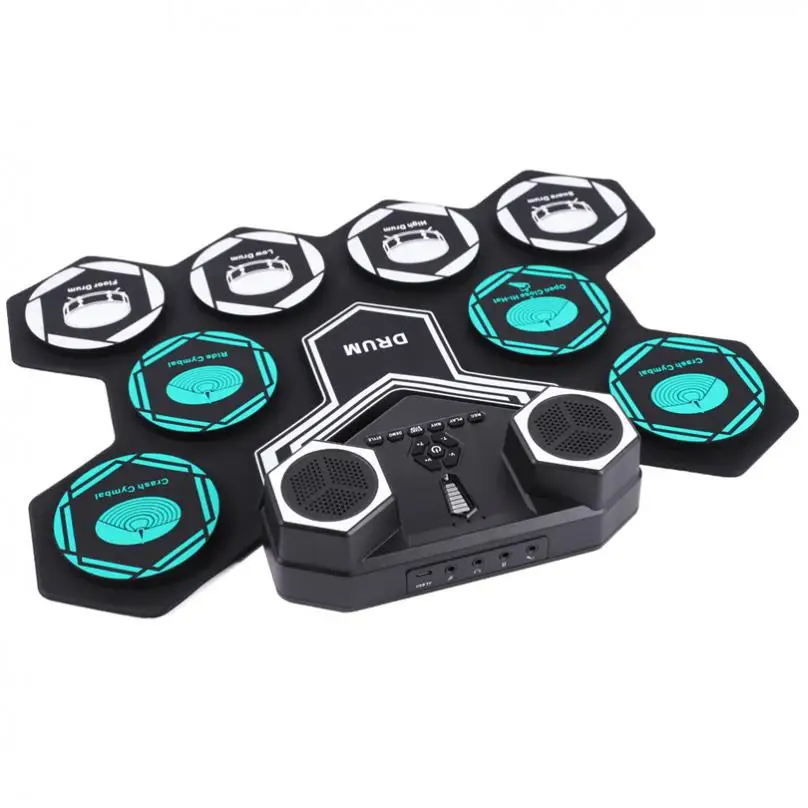 Built-in Speakers Roll Up Electronic Drum Set 8 Silicon Pads MIDI Support Bluetooth-compatible with Built-in Lithium Battery enlarge