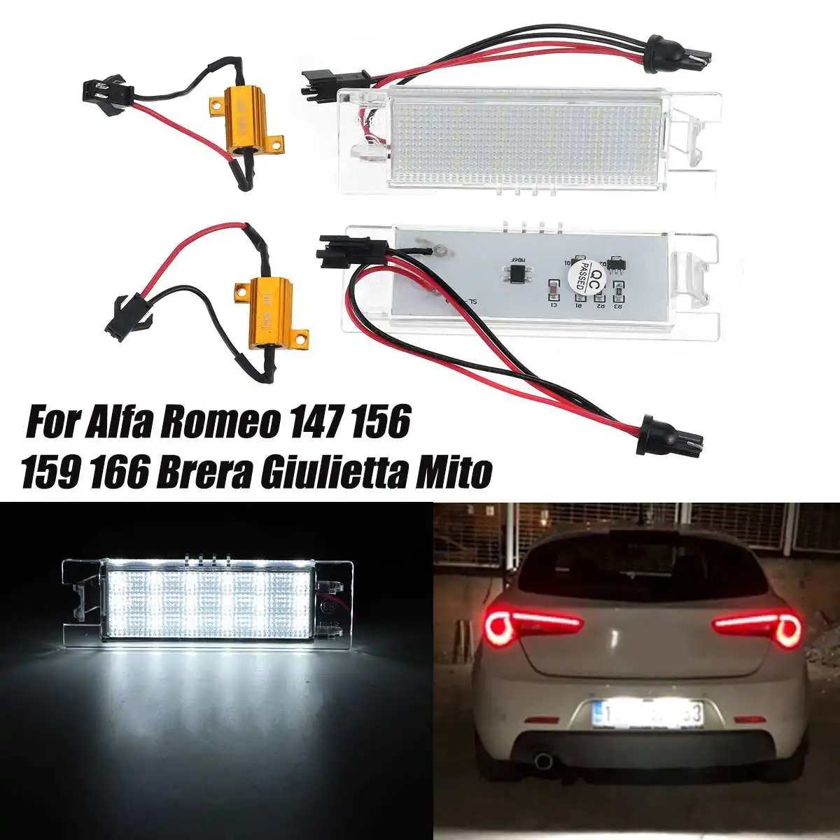 

2pcs 18 Led Car Number License Plate Lights For Alfa Romeo 147 156 159 166 Brera Giulietta Mito GF Spider