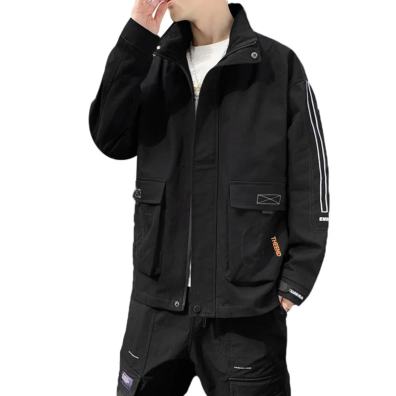 

2020 spring autumn hooded jacket casual loose plus size windbreaker high quality jackets men's clothing Coat Outwear