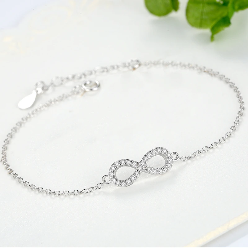 

DIB10 925 Silver lucky 8 Chian Bracelet For Women silver 925 jewelry silver bracelet sterling silver bracelets