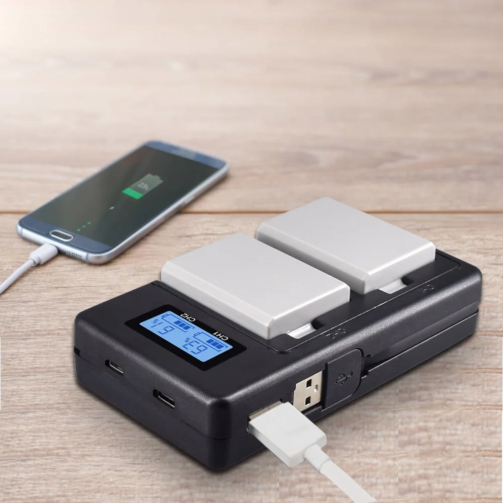 Зарядное устройство для Canon двойное умное зарядное с USB разъемом зарядным
