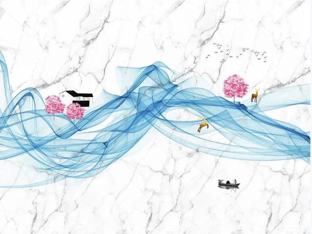 Милфи пользовательский 3D Современный Джаз белые абстрактные линии ТВ диван фон