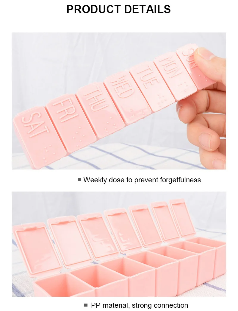 

1PC Weekly Pill Box Organizer Drug Container Tablet Dispenser Plastic Independent Lattice Travel Medicine Storage Pill Case
