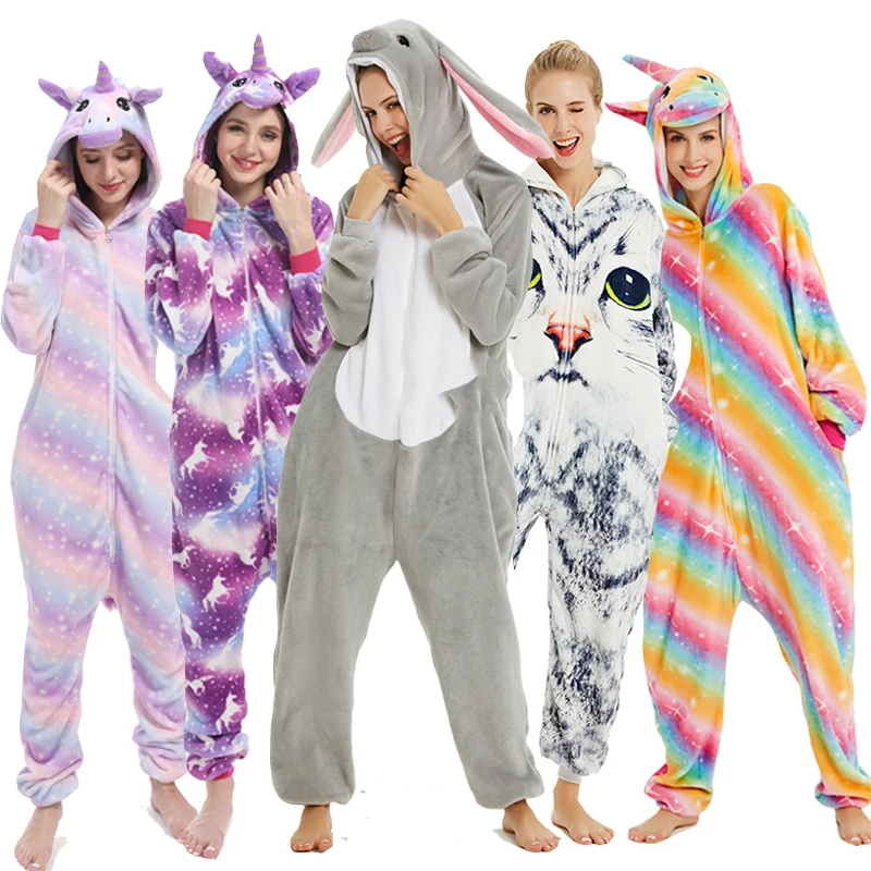 Kigurumi Кролик взрослых Единорог пижамы животных для женщин мужчин Onesie анимэ