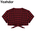 Женская короткая мини-футболка, Летняя короткая футболка с глубоким V-образным вырезом и завязкой спереди, болеро, кардиган, короткий топ, рубашка