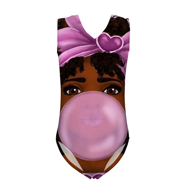 HYCOOL симпатичная африканская темнокояя девушка выдувание пузырьковой резинки