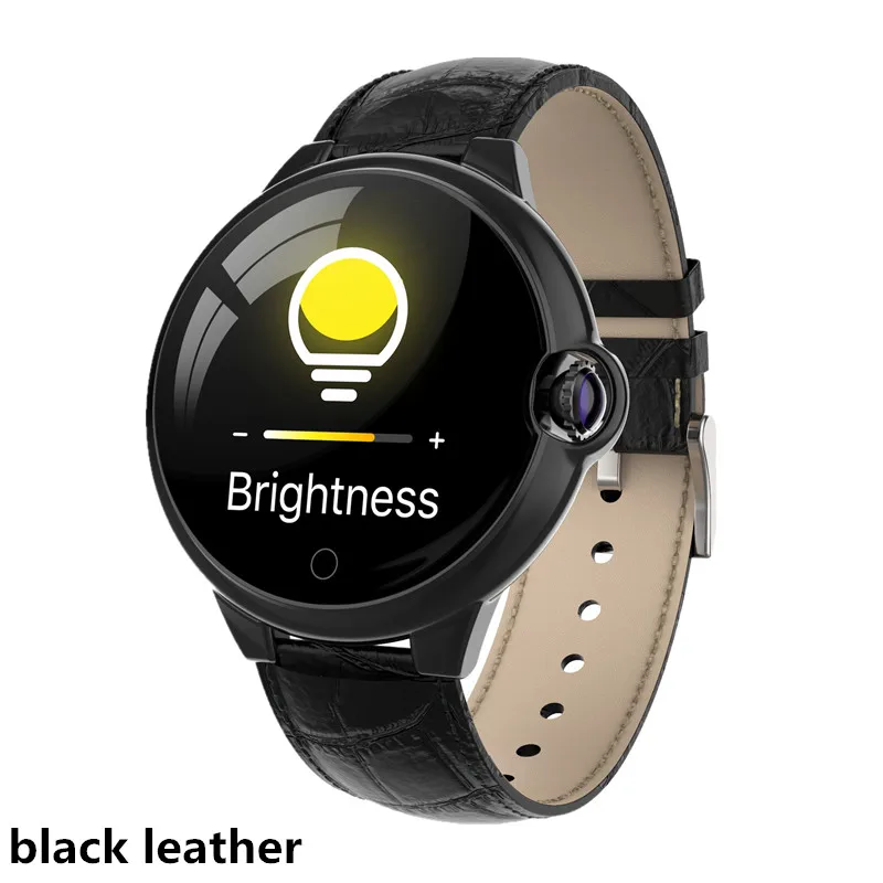 black leather AMYNIKEER Смарт-часы DR88 деловые умные часы Мониторинг Артериального Давления пульса 2.5D гиперболический экран долгий срок службы батареи - Цвет: black leather