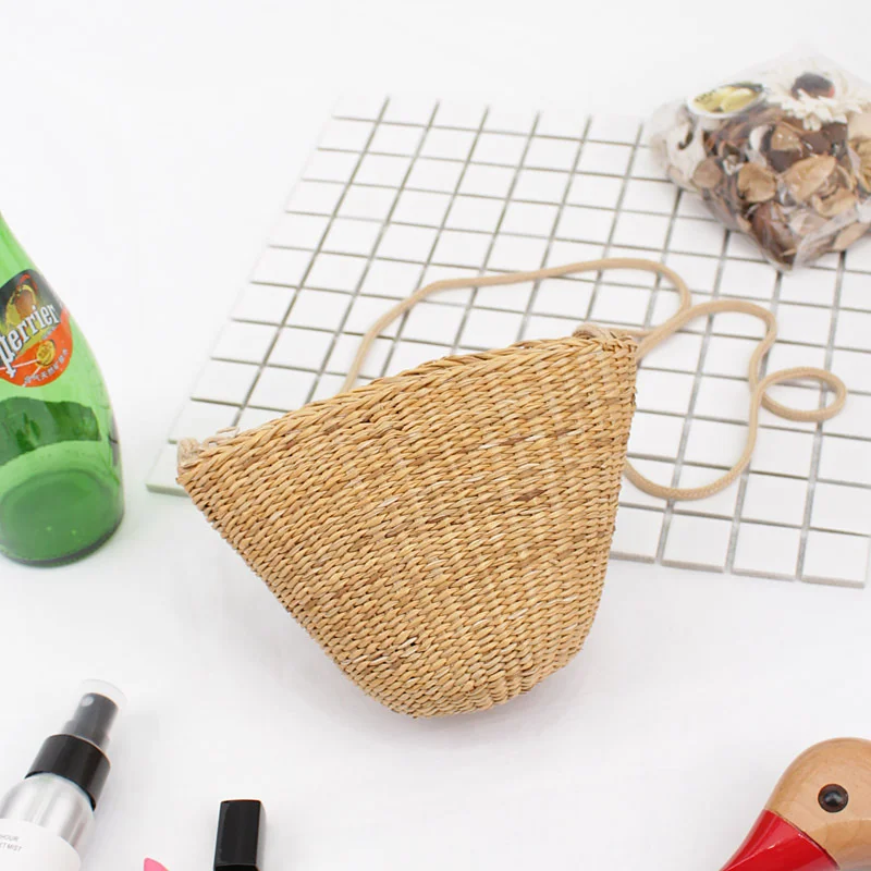 

Korean Version Simple Mini Straw Woven Women's Bag Net Red Pastoral Style Bamboo Basket Small Bag Leisure Beach One Shoulder