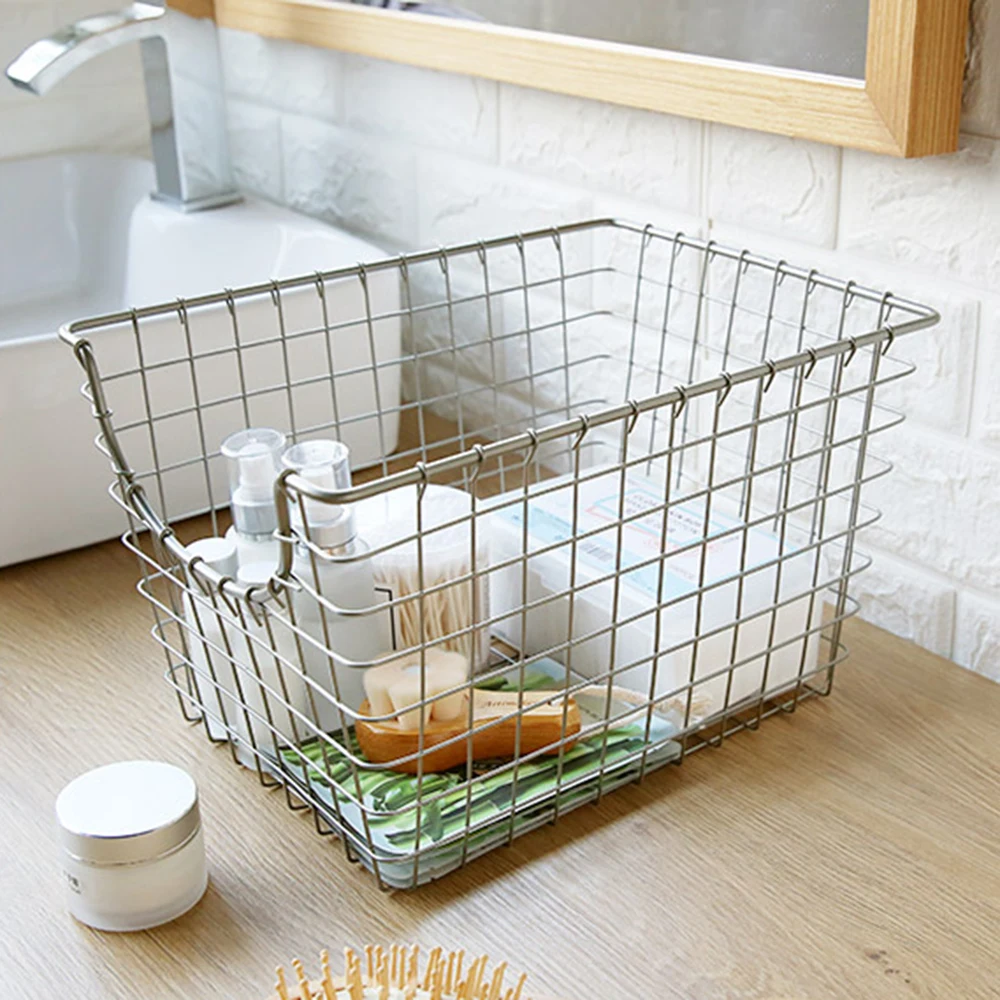 Металлическая корзина для хранения Контейнер пищи Органайзер хранилище ведер